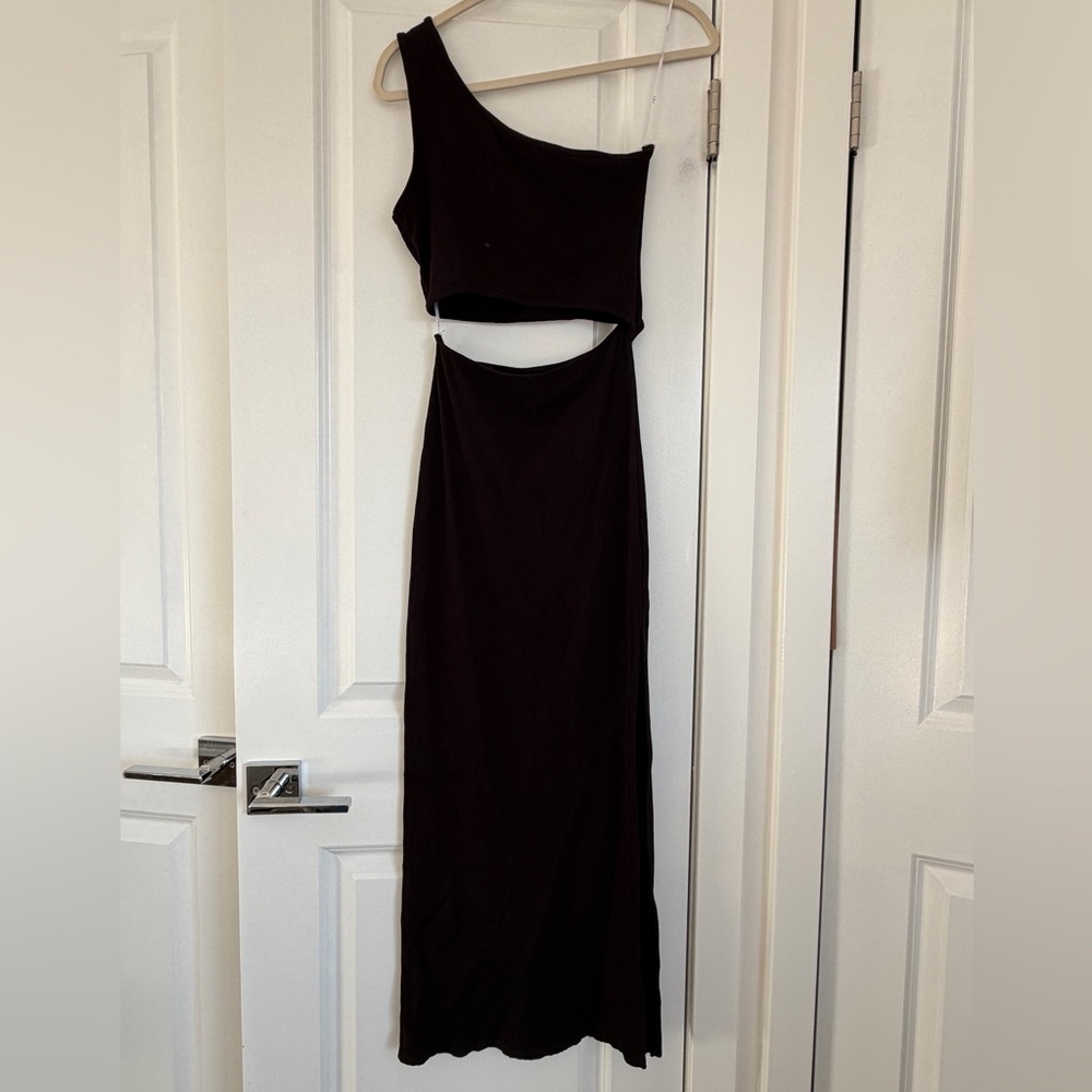 Lulus Black One-Shoulder Cutout Maxi Dress